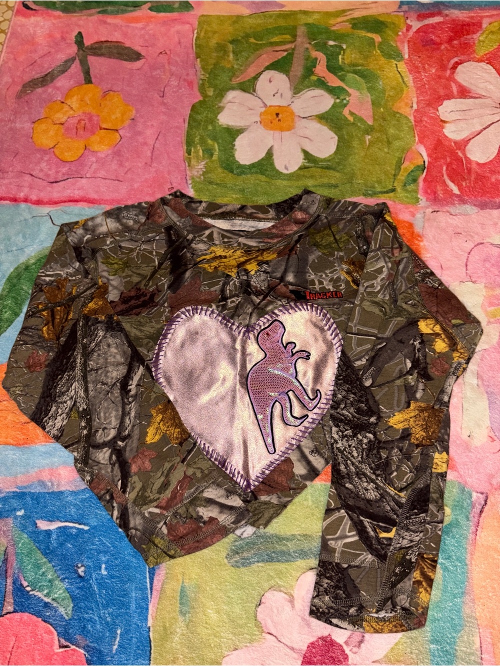 Camo Heart Graphic Long-Sleeve Top - Purple Heart